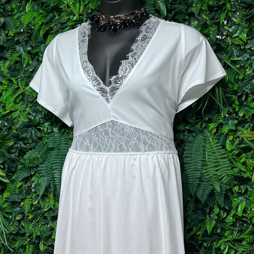 Torrid Nightfall Dress 18 Cream White Lace Babydoll Mini Flutter Sleeve 4031 - Picture 6 of 8